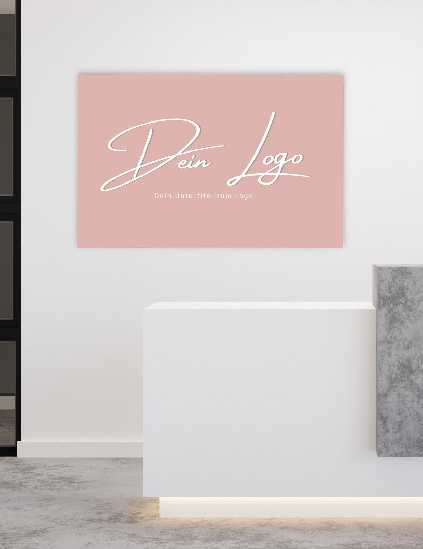 Rose-Weiss Firmenschild mit 3D Logo in Größe 70x50cm bei Lieblingsprint bestellen