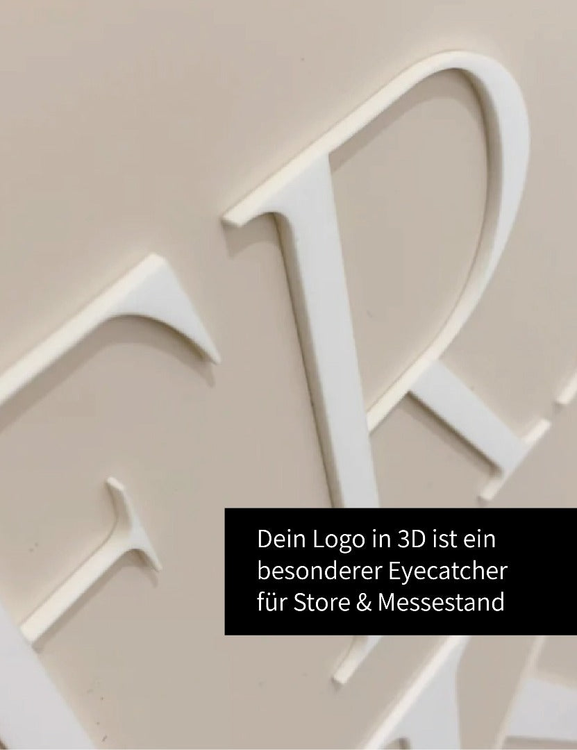 Schild für Laden und Geschäft in 3D mit eigenem Logo als Eyecatcher bei LieblingsPrint bestellen